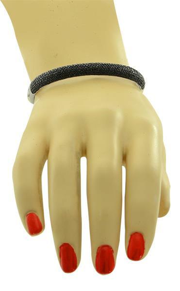 Sterling Silver Pave Black Spinel Bangle Bracelet
