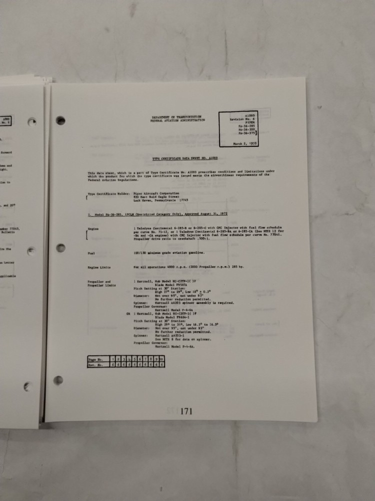 Piper Aircraft Type Specifications Manual-Copy