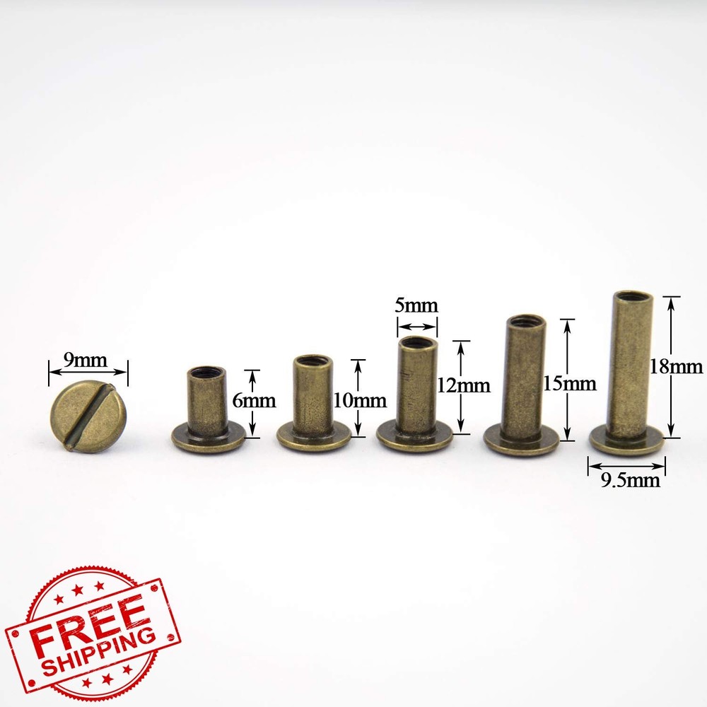 Chicago Screws Rivets Kit 5 Sizes Bronze Leather Binding Posts (90 Sets)
