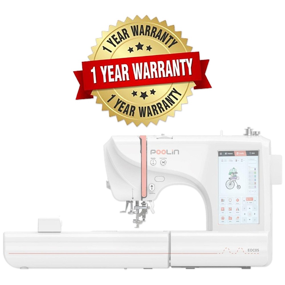 POOLIN EOC05 4in x 9.2in Computerized Embroidery Machine - Red