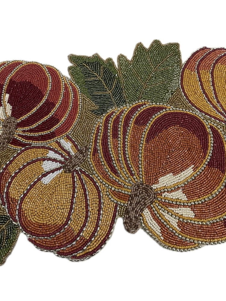 Halloween Pumpkin Beaded Table Runner for Fall - Halloween Decoration Table m...