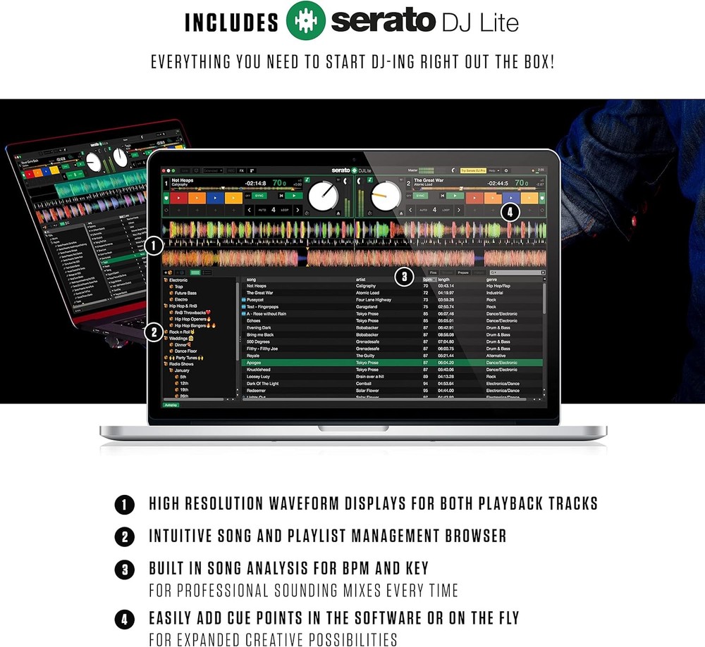 Numark 2-Deck DJ Controller with USB 24-Bit Audio Interface and Serato DJ Lite