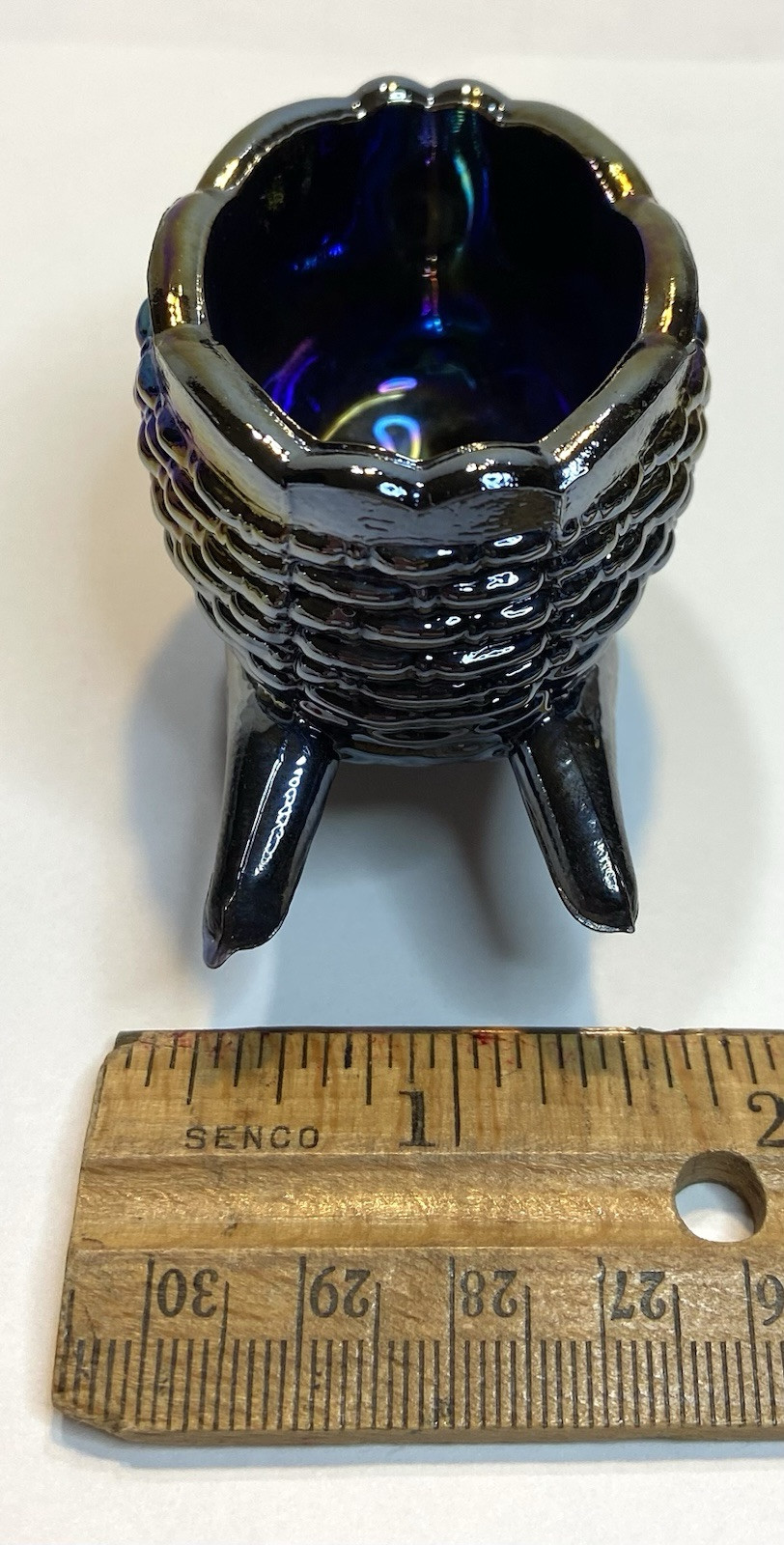 Vintage Wheelbarrow Carnival Glass Open Salt Cellar Figurine Iridescent EUC EB69