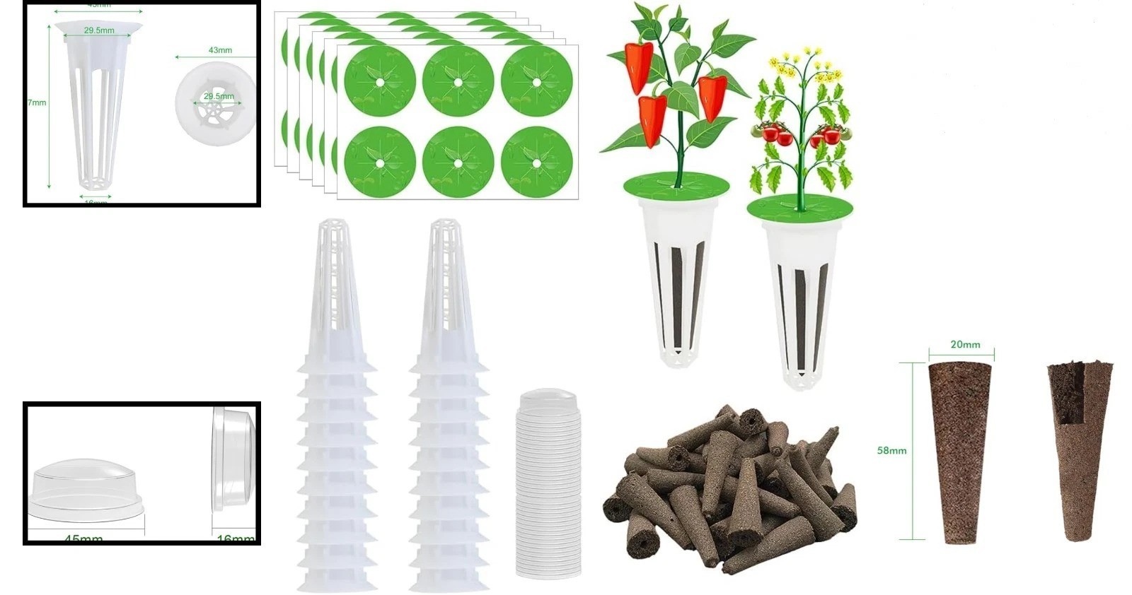 Versatile 48-Pc Hydroponic Growing Kit with Baskets & Domes for Home Gardeners