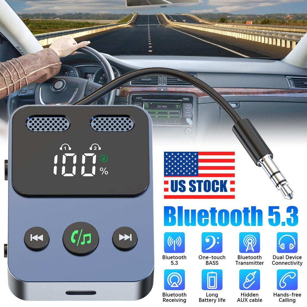 2 in 1 Wireless Bluetooth AUX Audio Receiver Adapter Car Accessories Universal