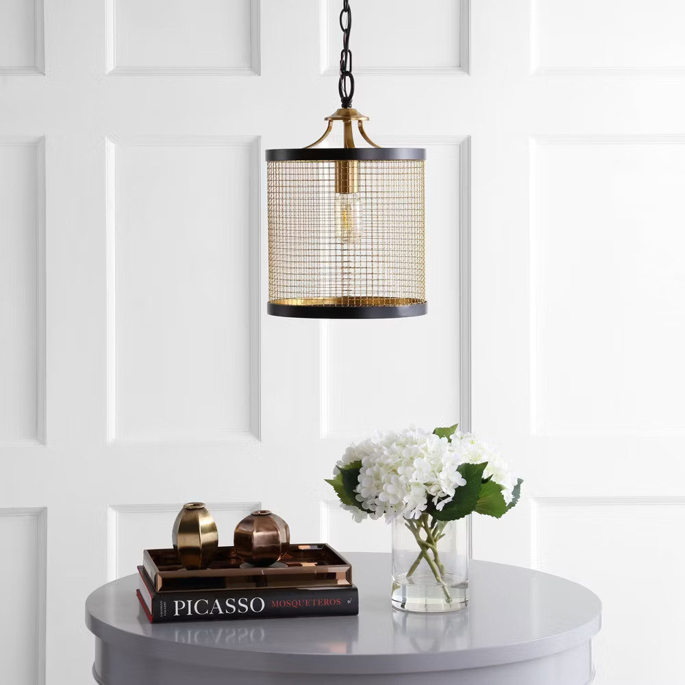 JONATHAN Y 10" Metal Elena Lantern Pendant (Includes LED Light Bulb) Black: