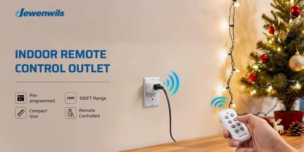 DEWENWILS 4-Gang Wireless Remote Control Outlet Set - 100ft Range, UL Certified