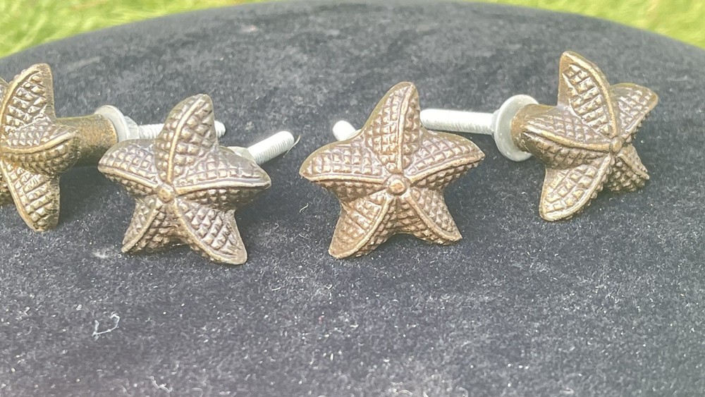 VTG set Bronze Finish STARFISH Drawer Pulls Handles Knobs Set of 4