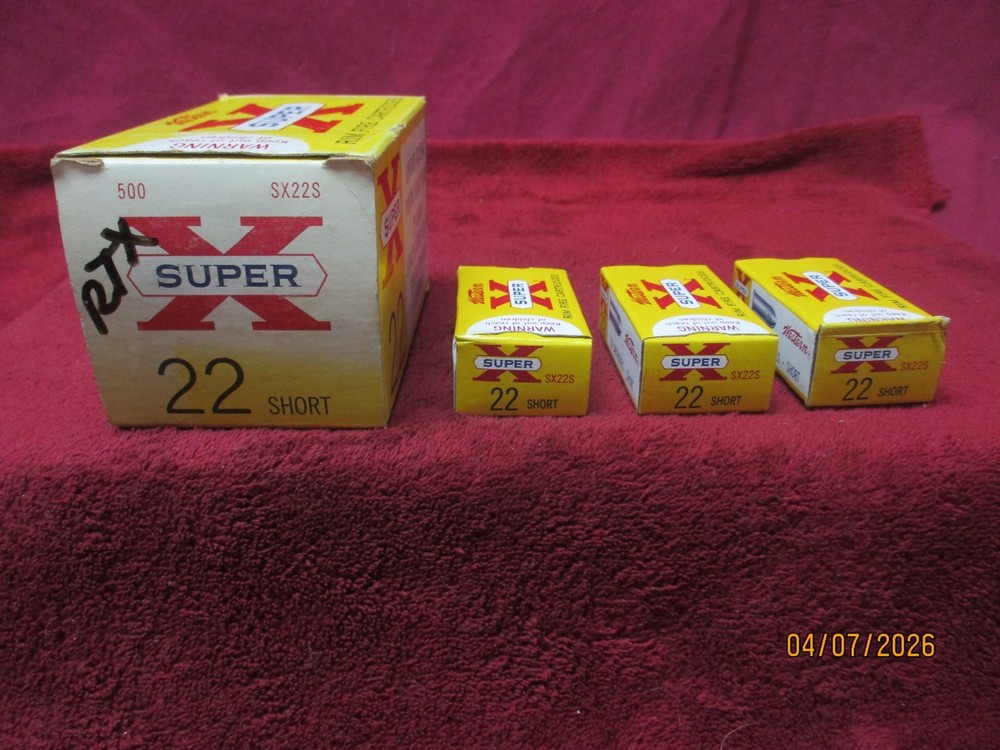 Vintage Western Super X 22 Short Brick Plus 3 Boxes , Ammo Boxes, (EMPTY)