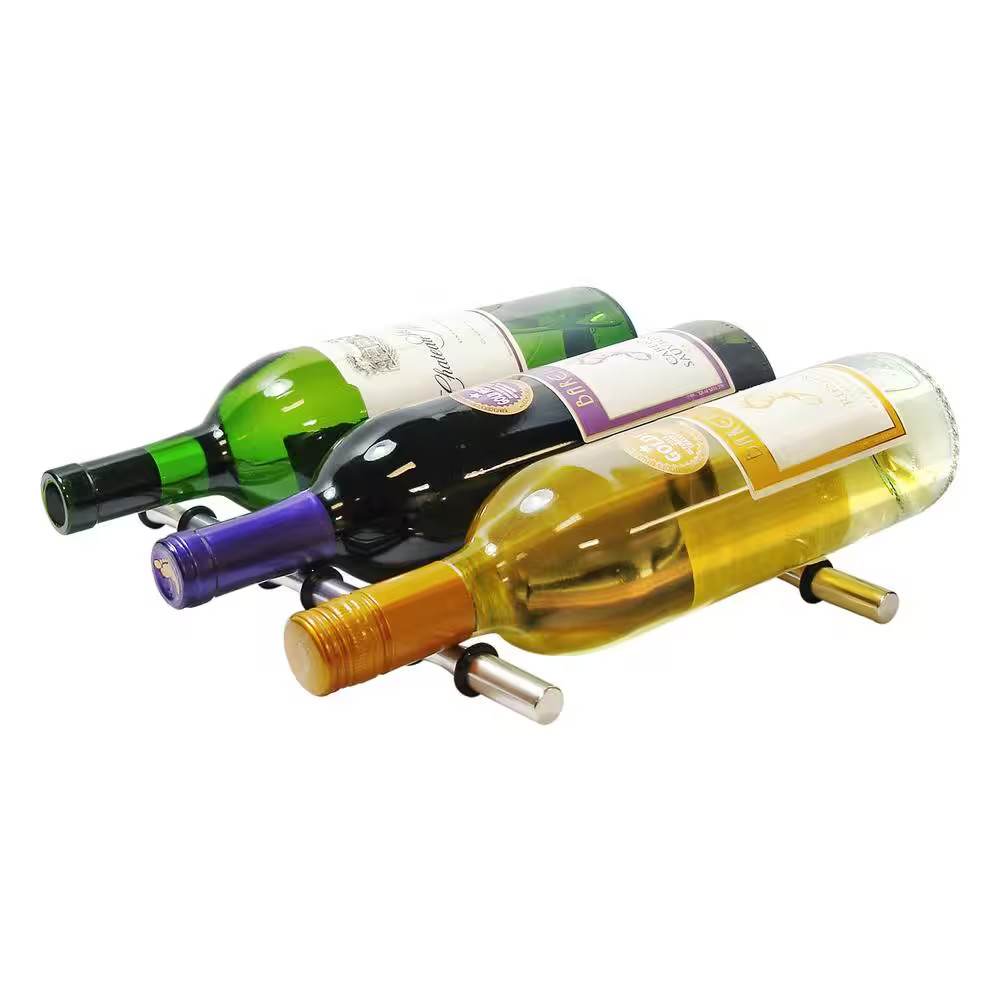 3-Bottle Silver Modern Peg Racking