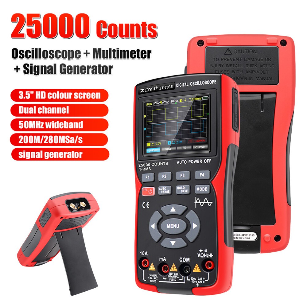 Digital Multimeter 2 Channel Oscilloscope 50MHz Bandwidth 280MS Sampling Rate