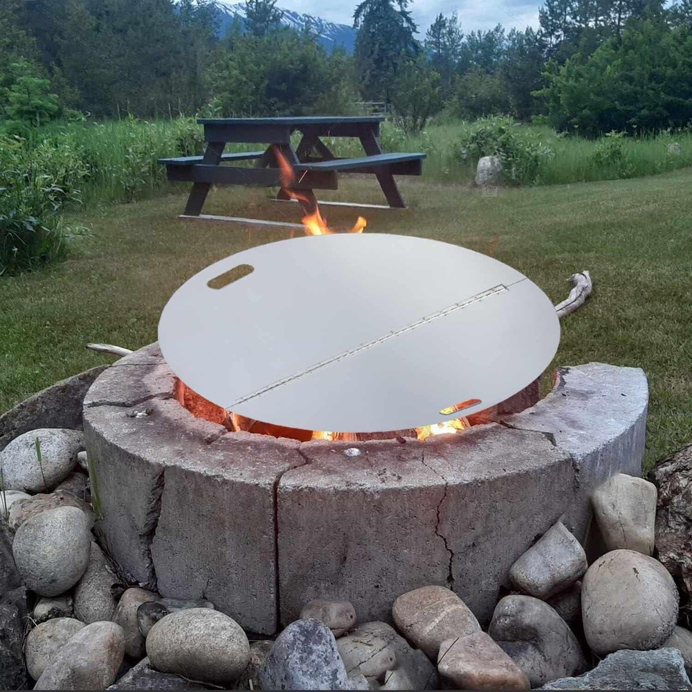 40" Fire Pit Lid Round Foldable Fire Pit Ring Stainless Steel Fire Pit Ring Cove