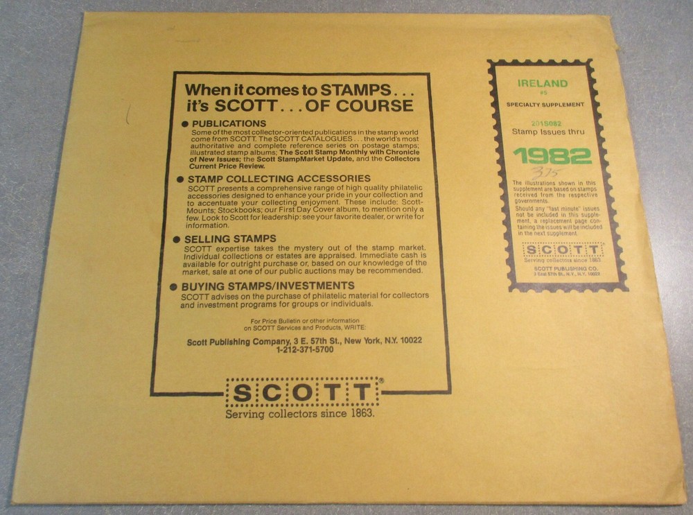 "SCOTT" IRELAND SUPPLEMENT # 5 1982 W/FREE SHIPPING!!