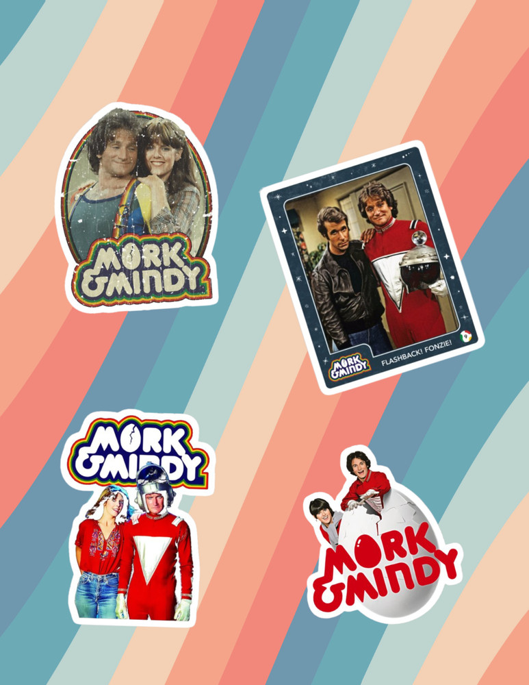 Mork & Mindy Retro Tv 4pc Sticker Pack