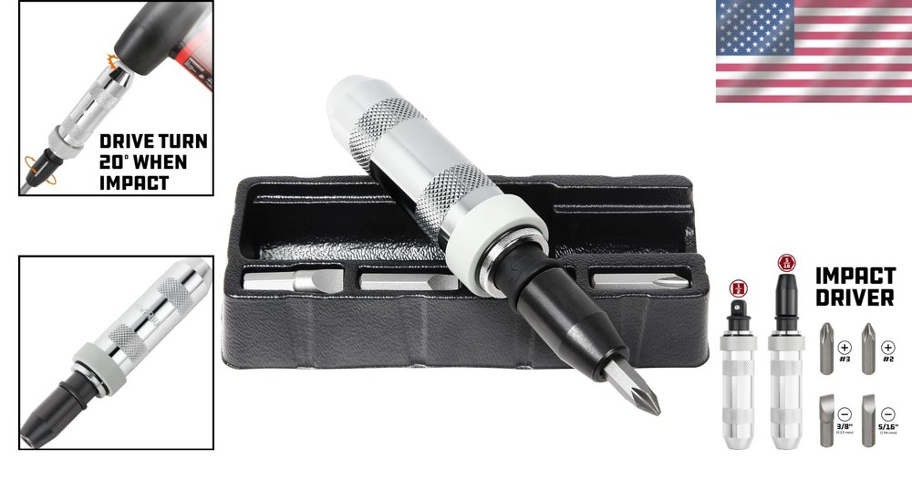 Durable 1/2" Impact Driver Kit with Phillips & Slotted Bits for Rusted Screws
