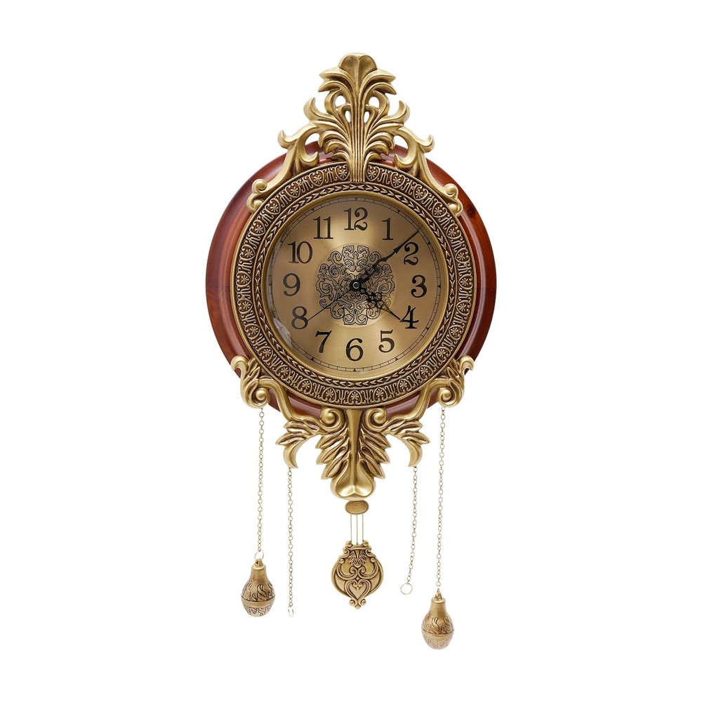 Retro Wall Clock with Pendulum Silent Wall Clock Battery Operated Wall Clock