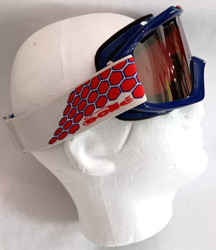 Bolle Snow Goggles - Navy Blue Frame - Rose Lenses - White Patterned Strap