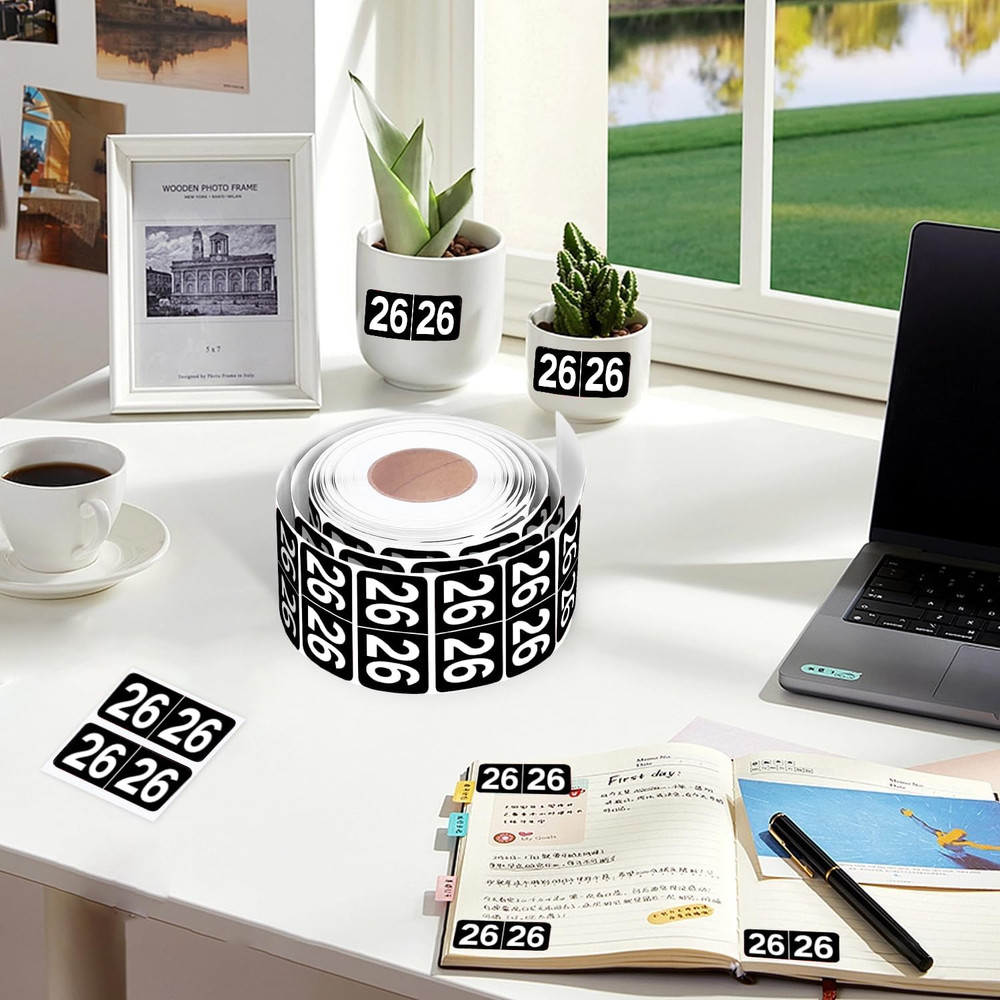 500 Pieces 2026 Year Stickers File Folder Year Labels Rectangle Coded Colored...