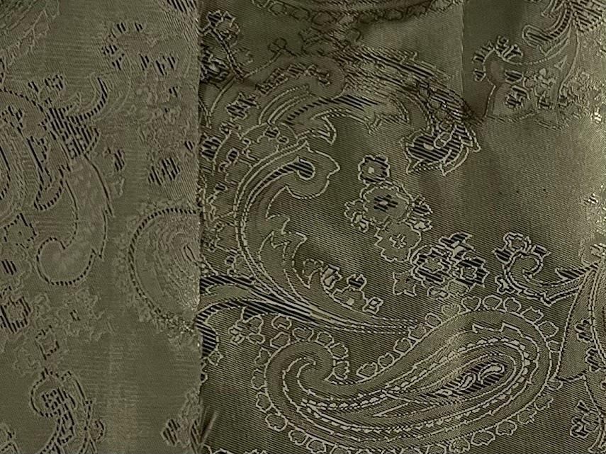 Paisley Jacquard Satin Lining Fabric Material OLIVE GREEN