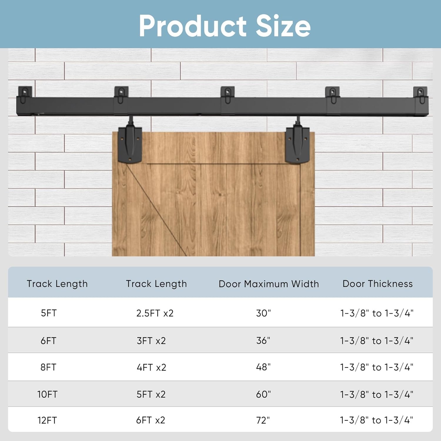 6FT Heavy Duty Barn Door Hardware Kit for Exterior Use & Box Rail System