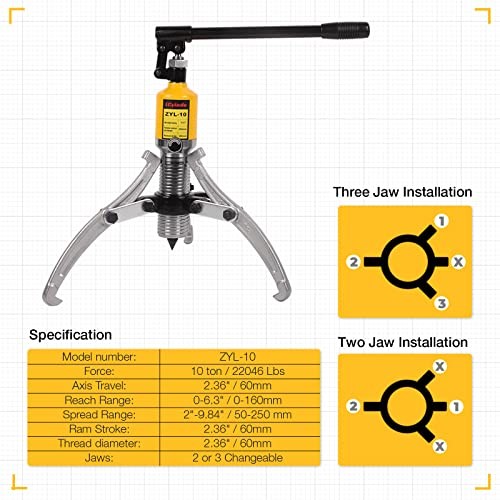 Hydraulic Gear Puller Hydraulic Puller Kit Bearing Puller with Case 2 or 10 Ton