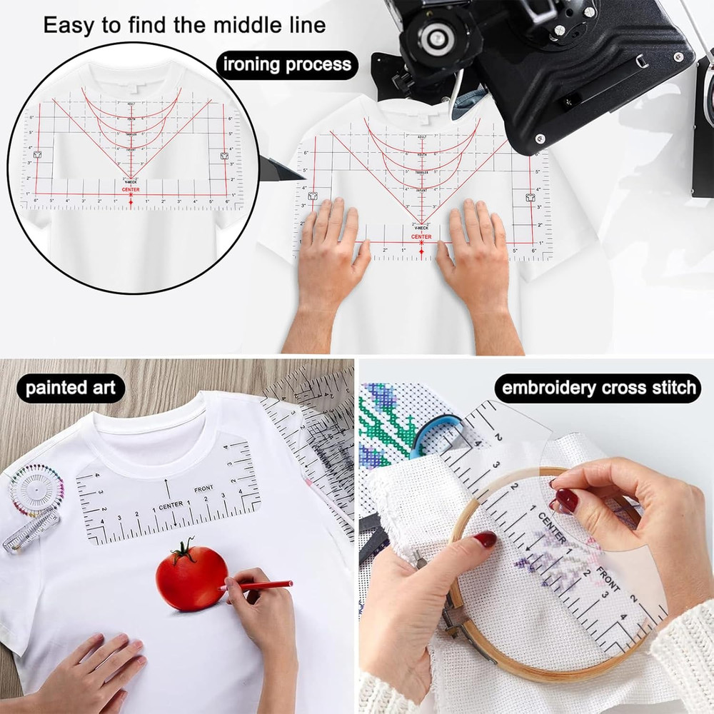 10 Pieces Tshirt Ruler Guide for Vinyl Alignment,Round Ruler for Alignment Measu