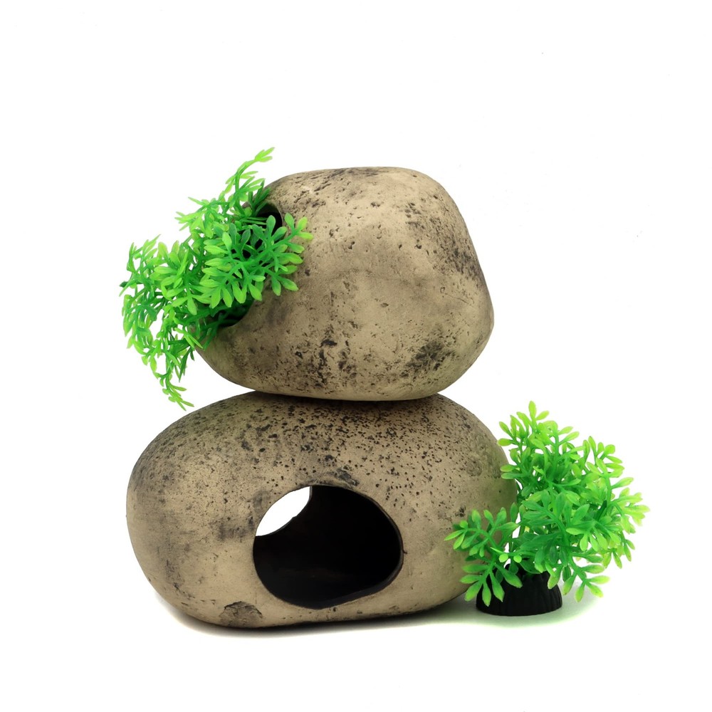 ALEGI Stackable Aquarium Ceramic Decorations Rock Caves,Betta Fish Tank Stone
