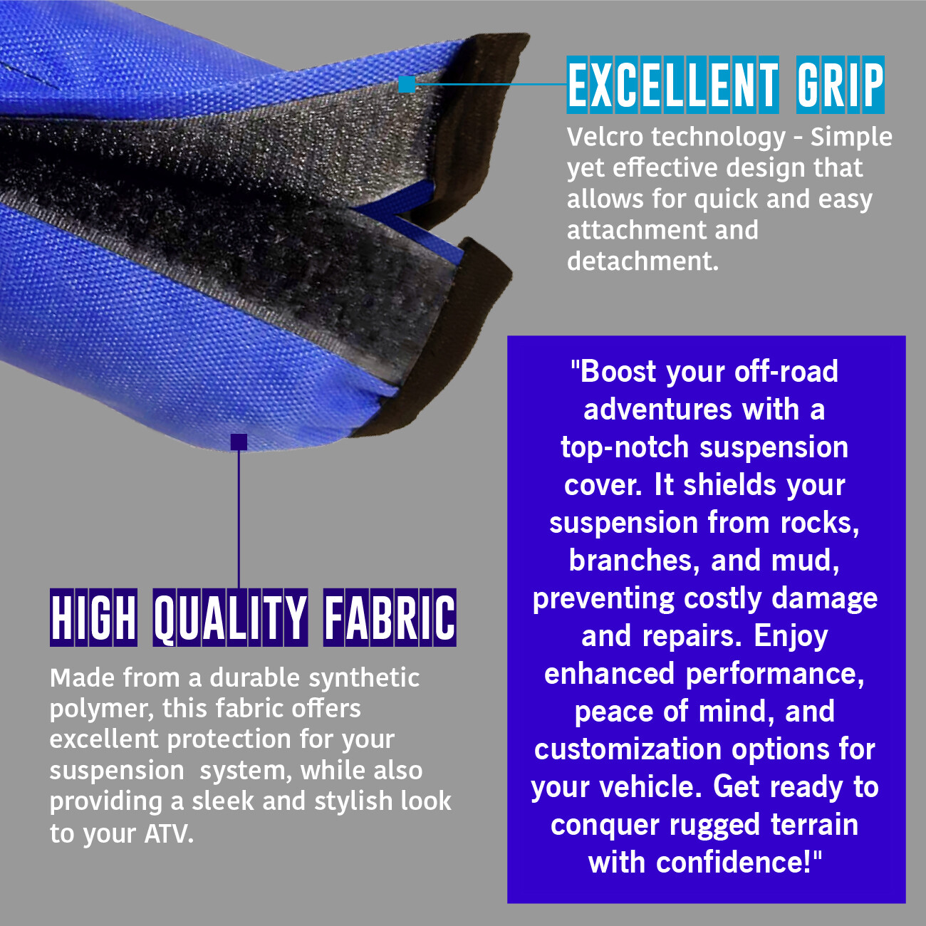 Front+Rear Blue Shock Covers + Brake Pads for Yamaha Blaster YFS 200 (2003-2006)