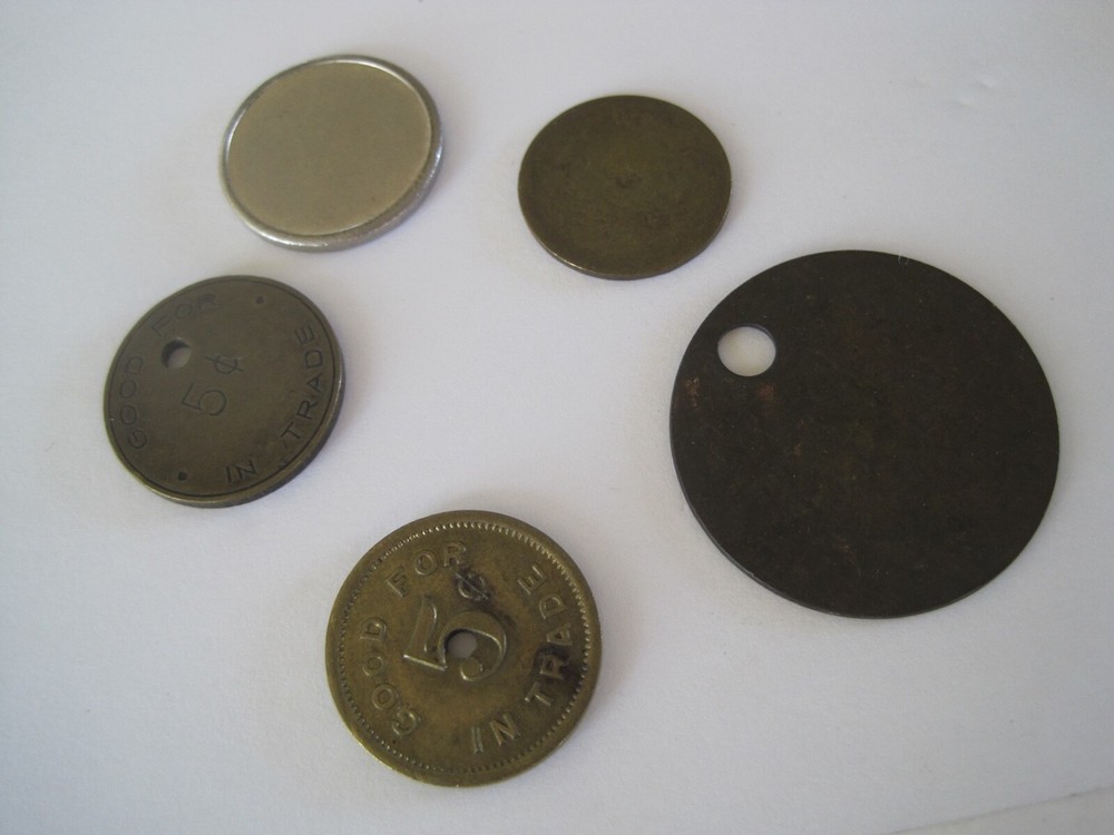 Token Blanks Brass Silvertone Lot 5