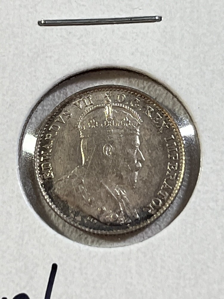 1906 Canada 5 Cents Small Silver Coin Cleaned