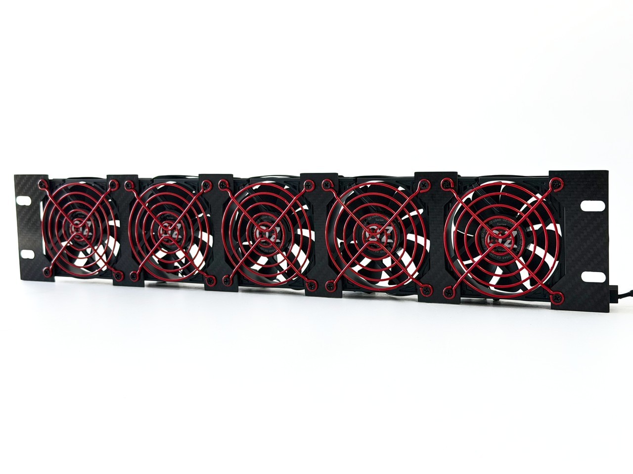 2U Rackmount Cooling Intake Fan Panel Red Grille Quiet High-Airflow 19" Server