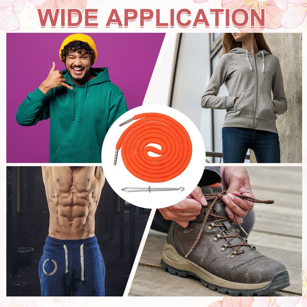 2 Pcs Hoodie Strings Drawstring Cords with Easy Threader (Orange)