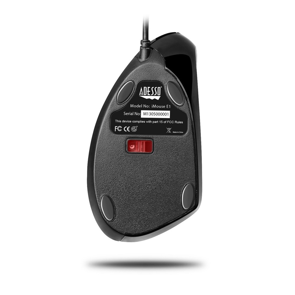 Adesso Wired Vertical Ergonomic Illuminated Optical 6-Button USB Mouse - Right H
