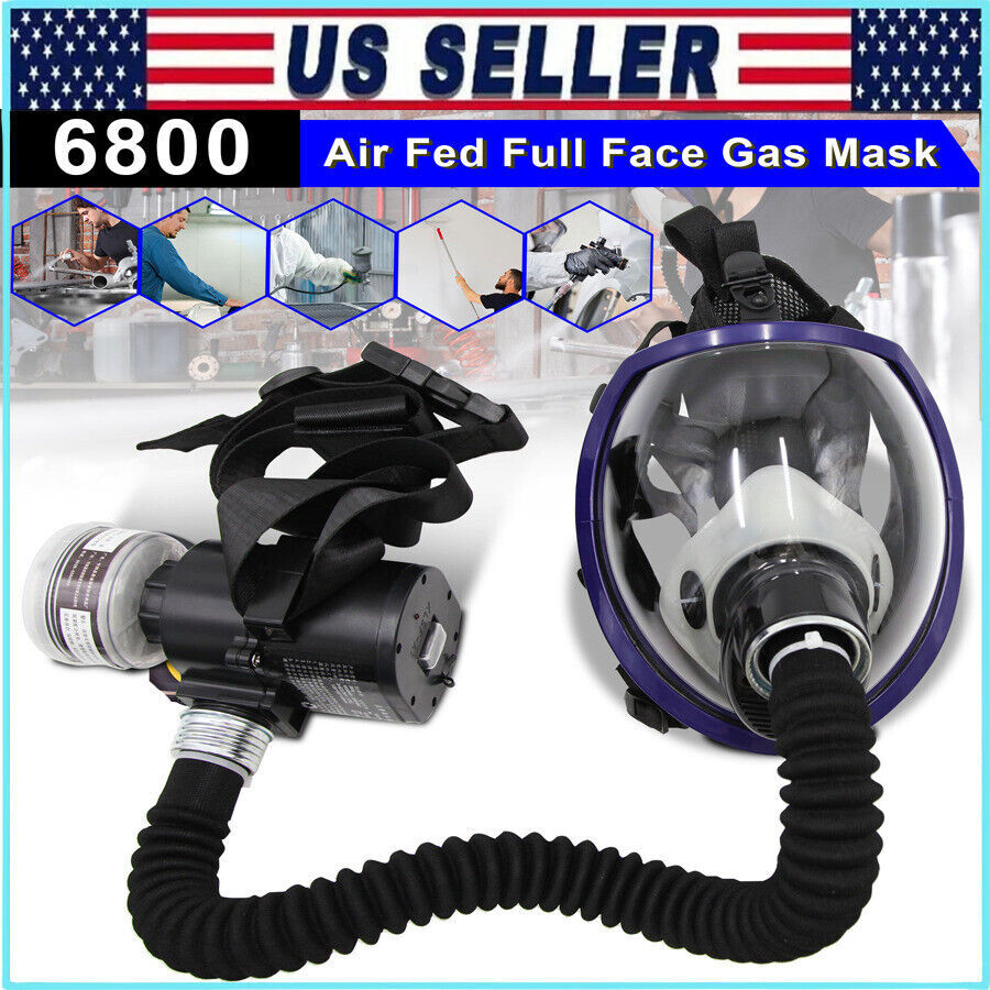 6800 Full Face Gas Mask Chemical Paint Spray Respirator Air Breathing Electric