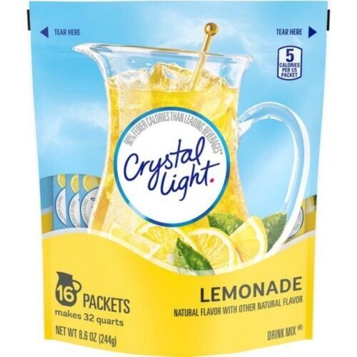 Crystal Light Natural Lemonade 16 Pitcher Packets Makes 32 Quarts