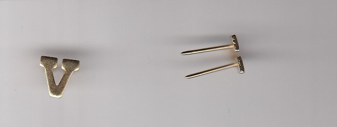 US Military V Device 5/16" gold colored award ribbon medal citation