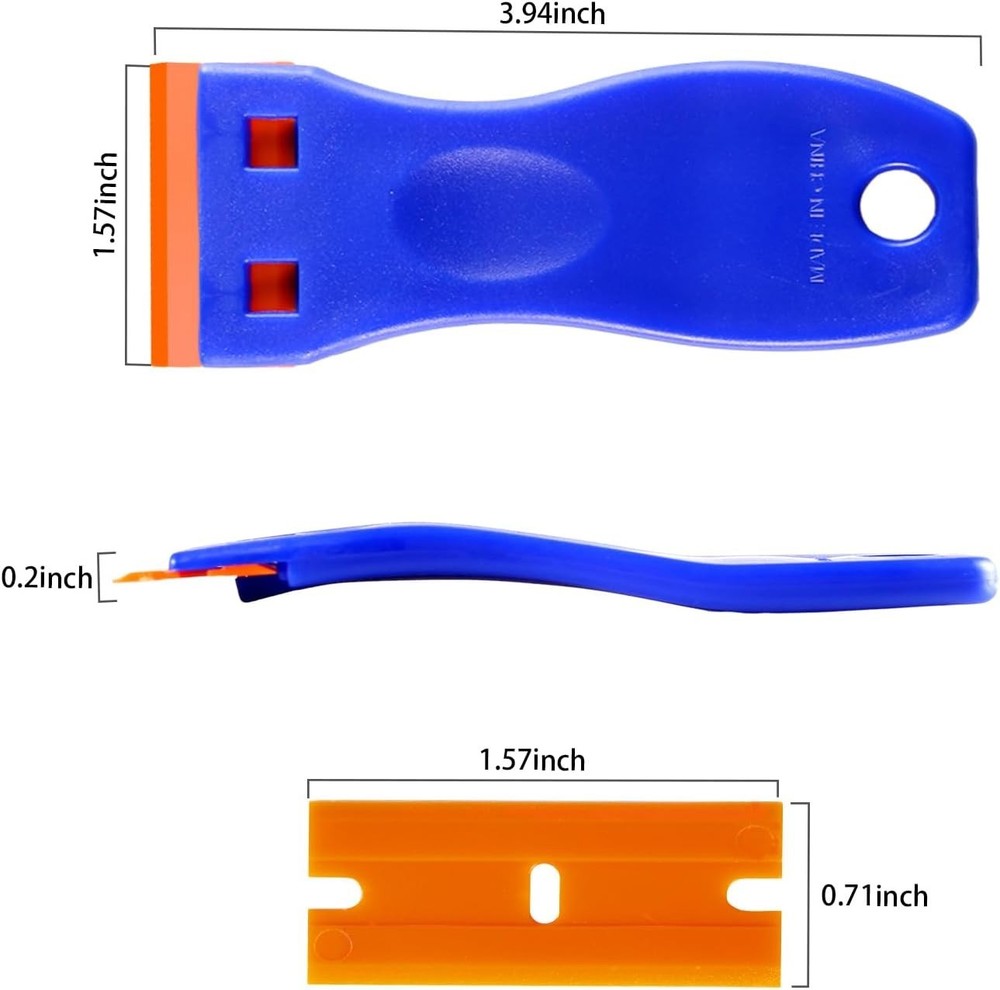 4pcs Plastic Razor Blade Scraper Tool 120pcs Plastic Blades Cleaning Scraper