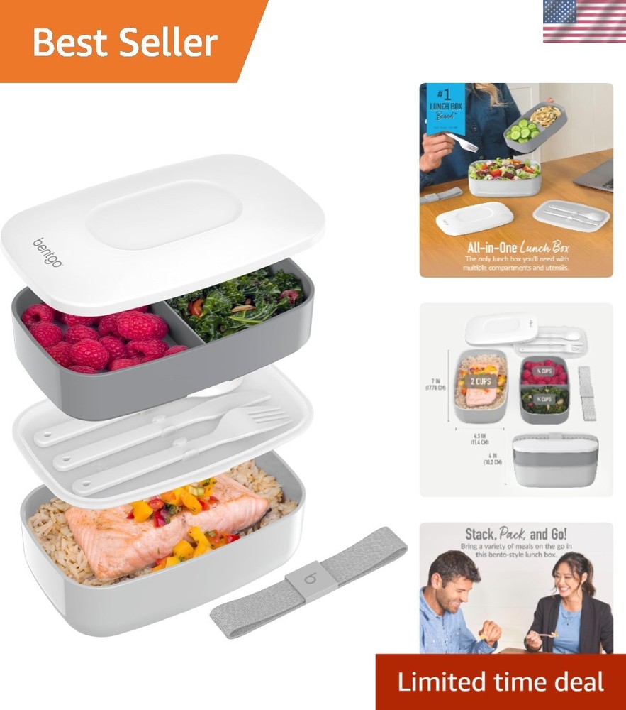 Elegant Bento Box with Removable Utensils - Space-Saving & Durable Design