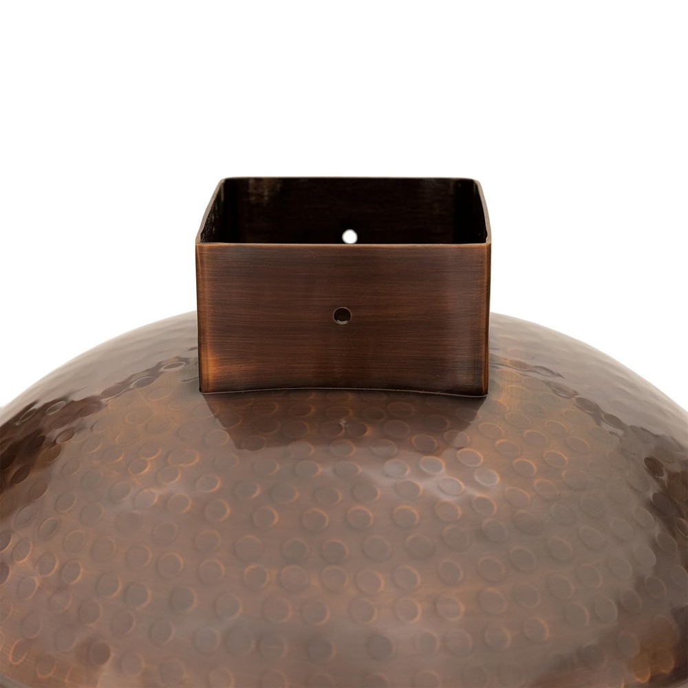 14" Hammered Copper Birdbath for 4x4 Post