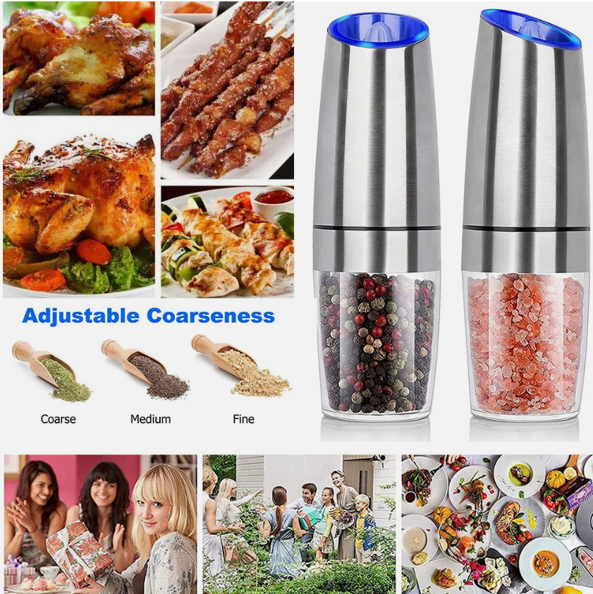 2X Upgrade GravityElectric Pepper and Salt Grinder Kitchen Automatic Tool+Lights