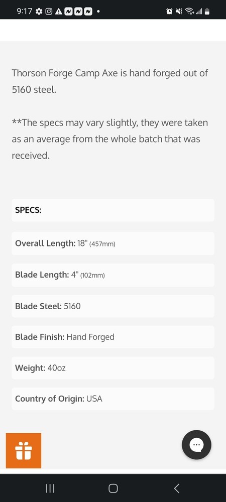 Thorson Forge axe