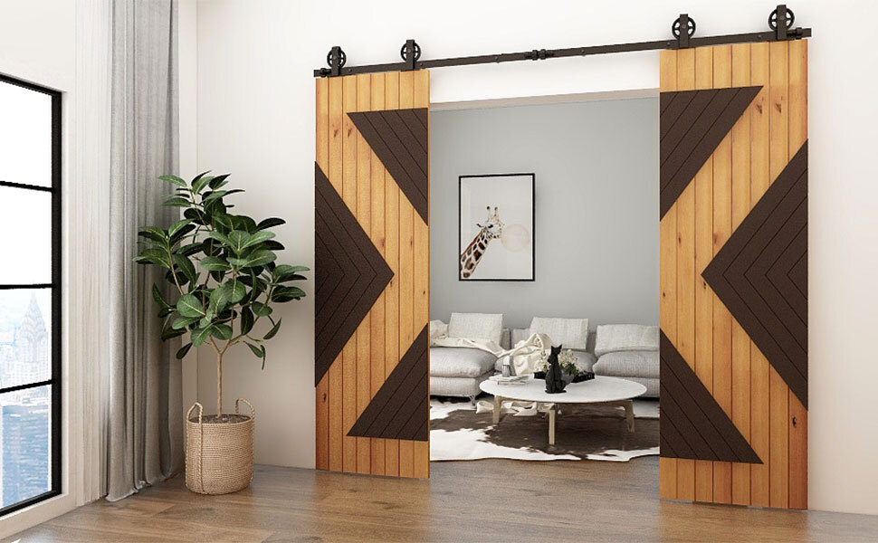 4-12FT Sliding Barn Door Hardware Kit Single Double Doors Medium Wheel RollerKit