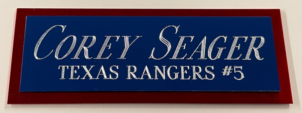 COREY SEAGER RANGERS NAMEPLATE FOR AUTOGRAPHED Signed Baseball Display cube CASE