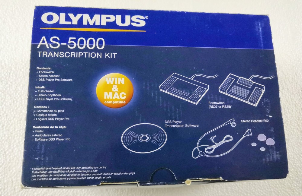 Olympus AS-5000 Transcription Kit RS-27 Foot Switch, Headset E62