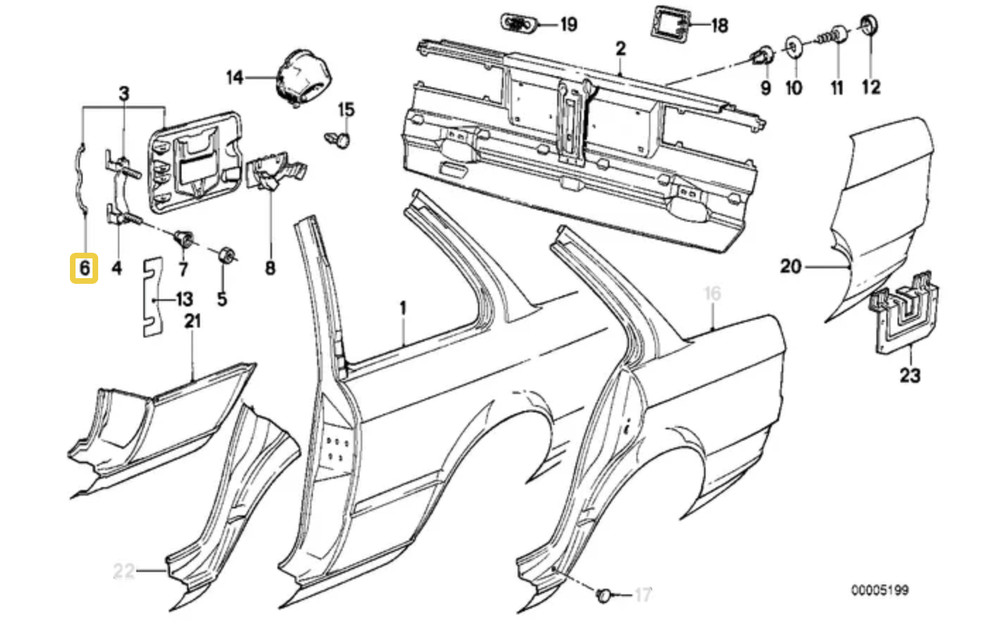 Gas flap spring for BMW E-30 E-36 E-46