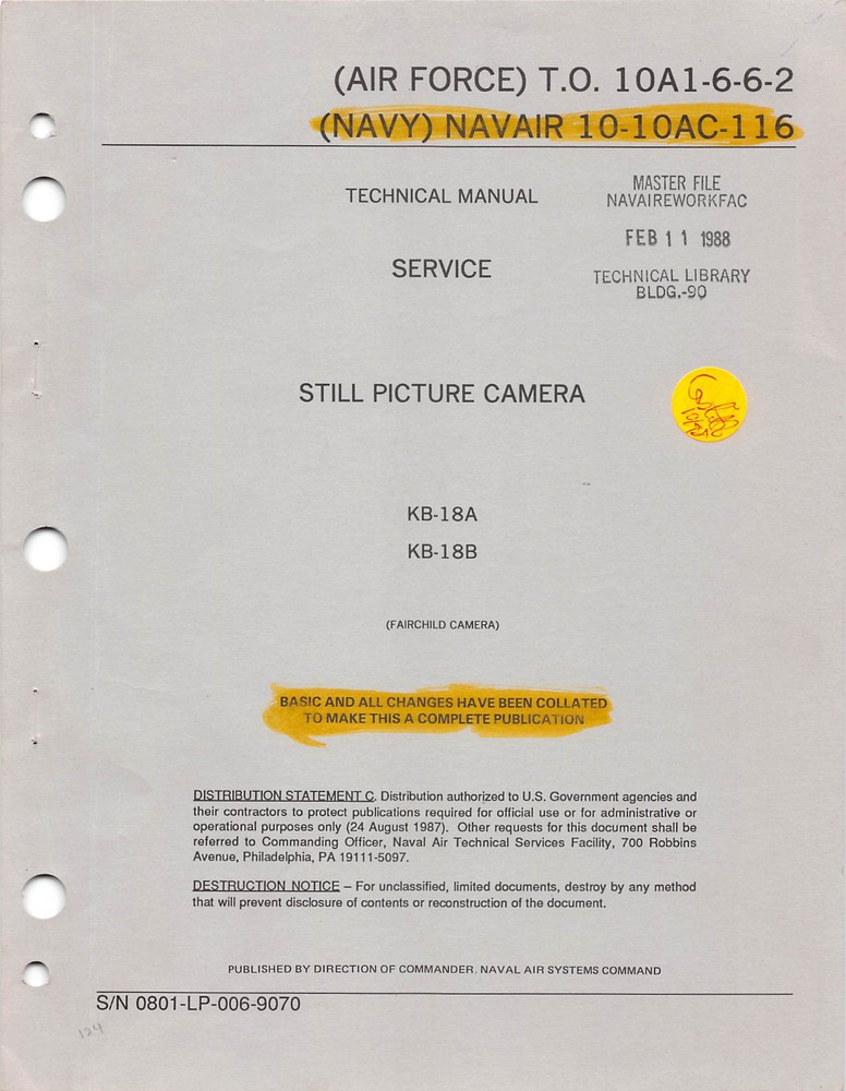KB-18 Panoramic 70mm Strike Camera Aircraft Mounted 1987 Flight Manual -CD