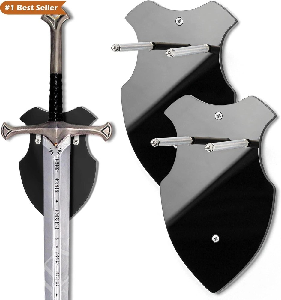 Wall Mounted Sword Rack for Sabre and Axe - Vertical Display Holder, Black | Eba
