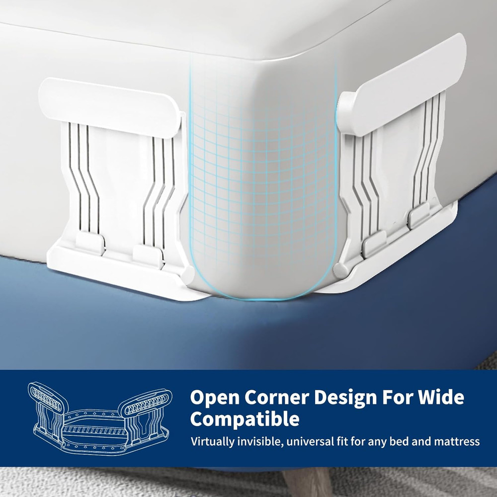 Bed Sheet Holders for Corners Keep Sheets in Place Firmly - Foldable Fitted Shee