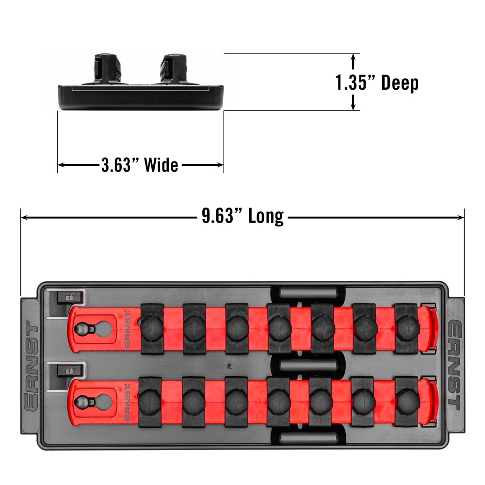 Ernst 2 Rail Twist Lock Socket Boss 8", Red - 1/2" (8554)
