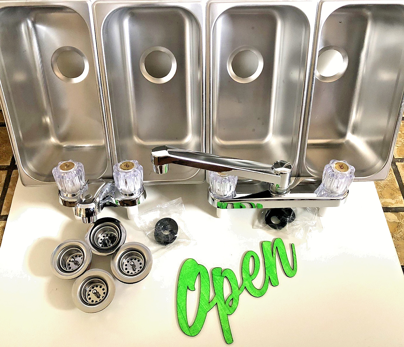 3 Compartment STANDARD SMALL + 1 HAND WASH Portable Concession Sink